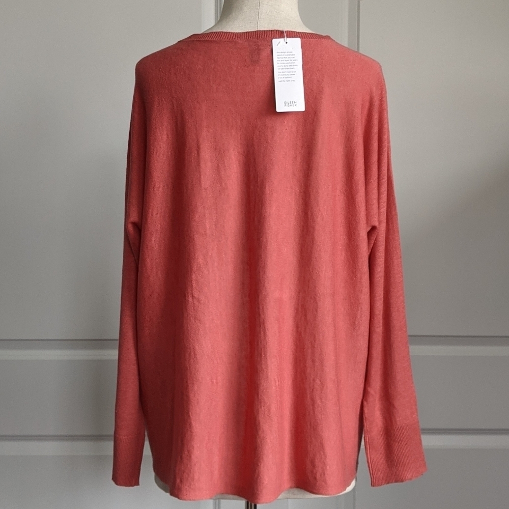 Eileen Fisher Top Pullover Lightweight Long Sleeve Cotton Linen Cedar M NWT - Picture 9 of 15